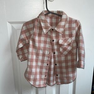 Pink dusty flannel. Bought from Bay Co. apparel .